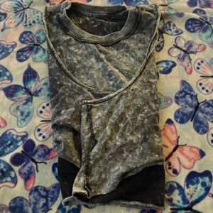 grey and white womens cut off crop.